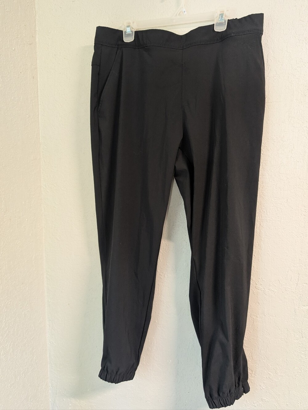Stretch Jogger Pants Travel Joggers XL Black Pockets Zip Ankle Casual Leisure